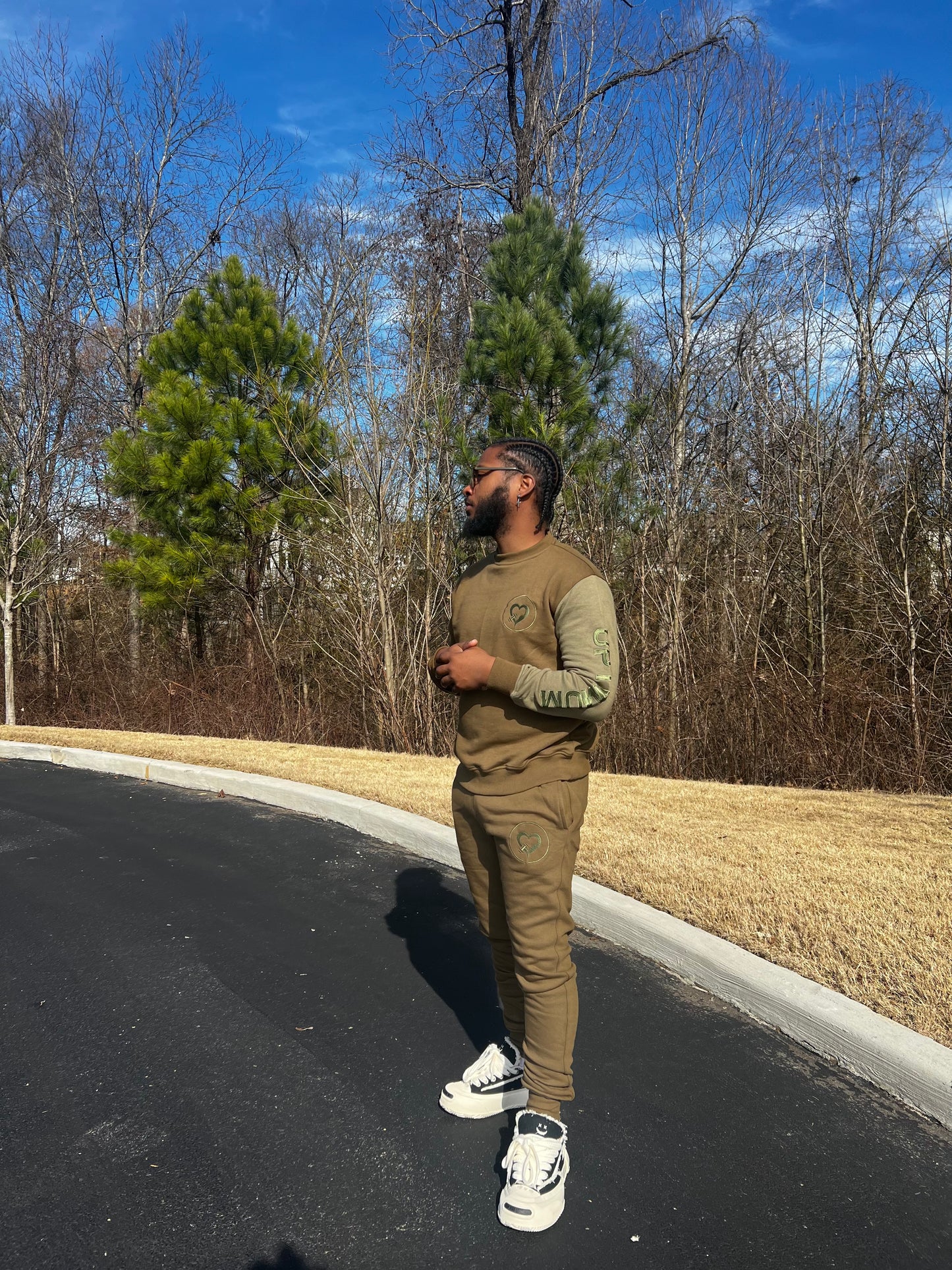 Olive Green Two Facety Sweatsuit (Unisex) - Uptimum Bodied Online
