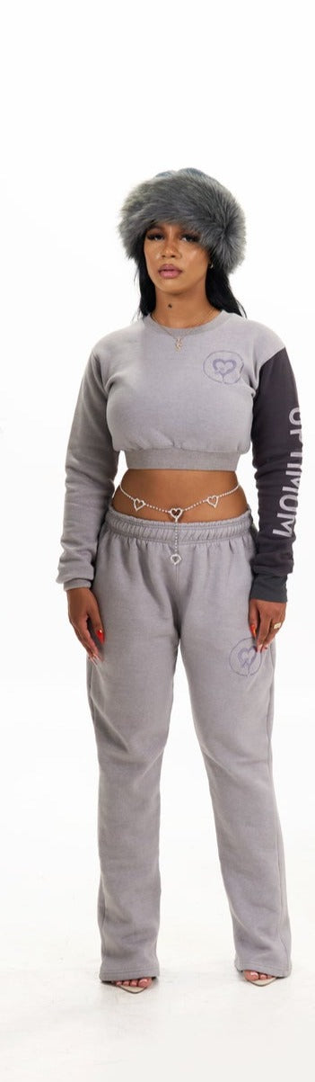 Grey So Shadey Crewneck Crop + Wider Bell Bottoms (Youth sizes + Adult) - Uptimum Bodied Online