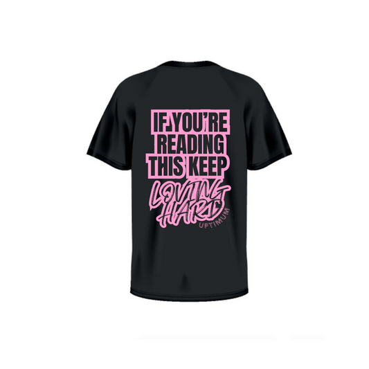 Worldwide Shipping LOVE HARD - T-Shirt Black/Pink