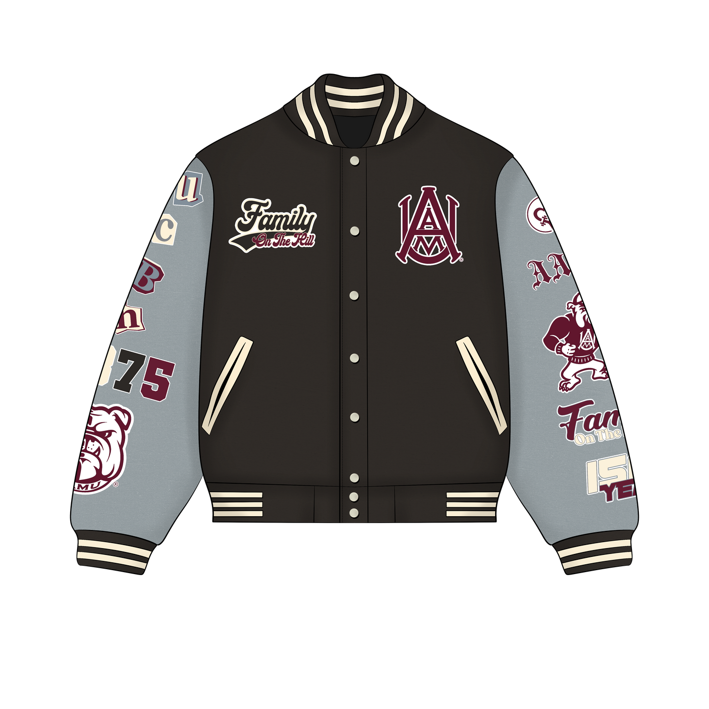 Preorder; Signature AAMU Varsity Jacket- Black