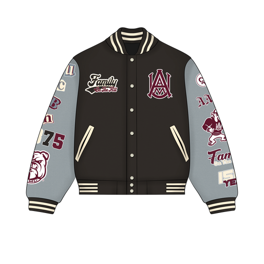 Preorder; Signature AAMU Varsity Jacket- Black