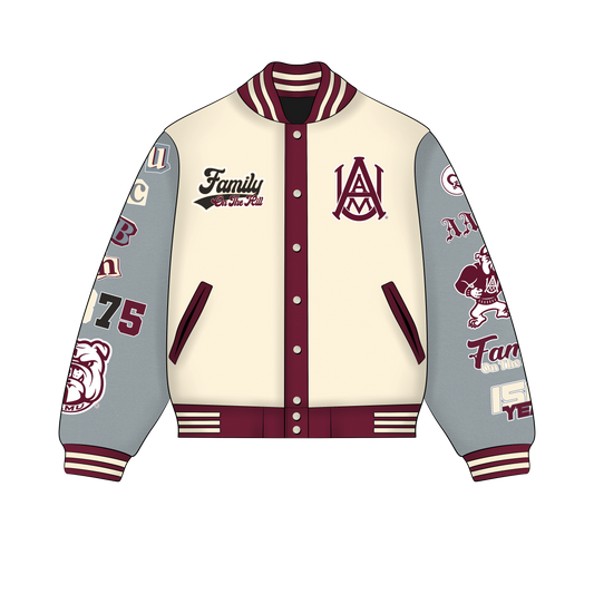 Signature AAMU Varsity Jacket- Cream