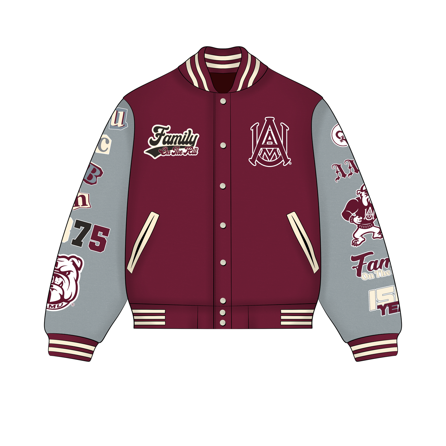 Preorder; Signature AAMU Varsity Jacket- Maroon