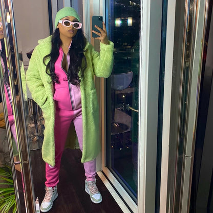 Pink So Shadey Zipper Sweatsuit - Uptimum Bodied Online