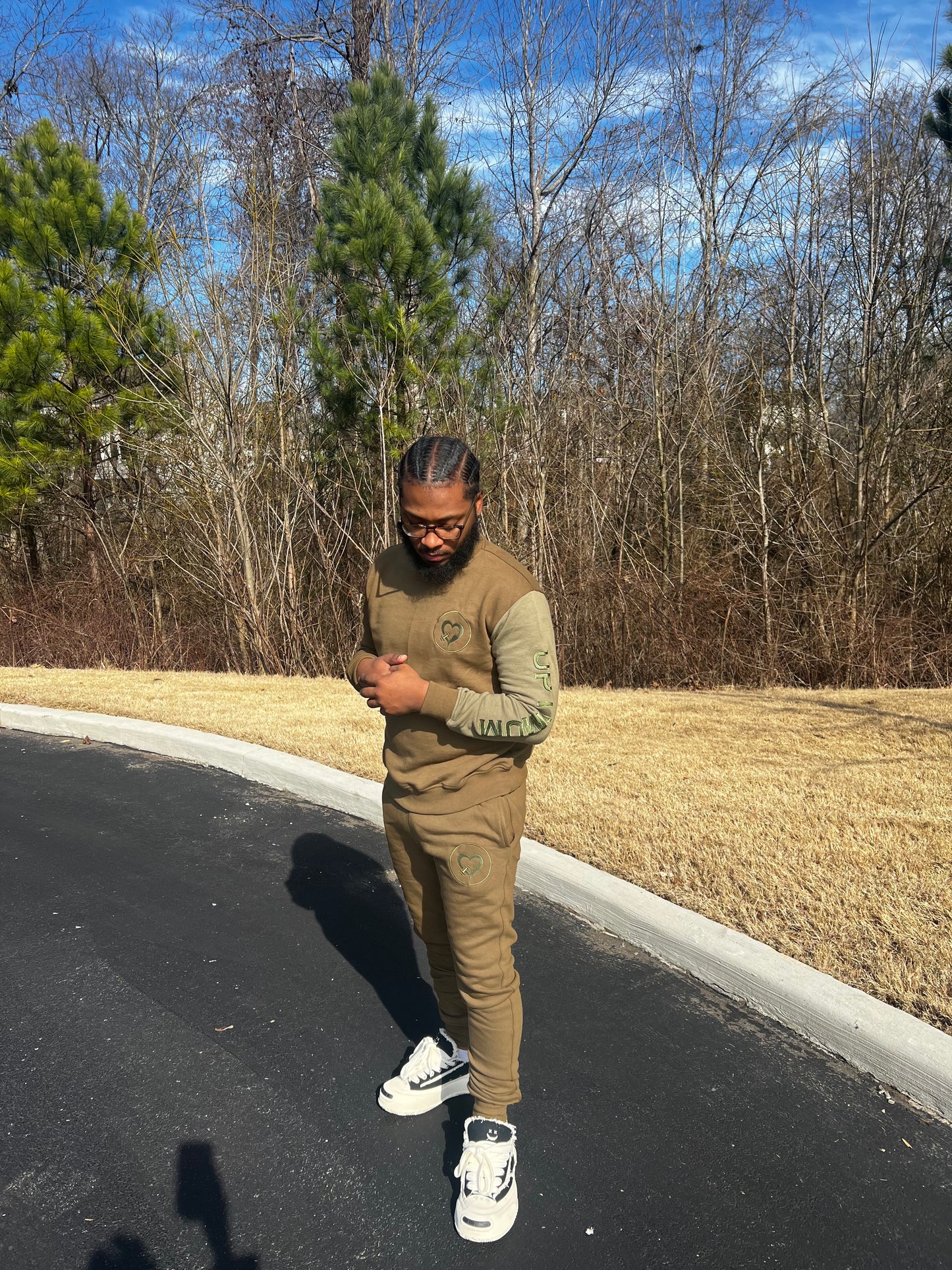 Olive Green Two Facety Sweatsuit (Unisex) - Uptimum Bodied Online