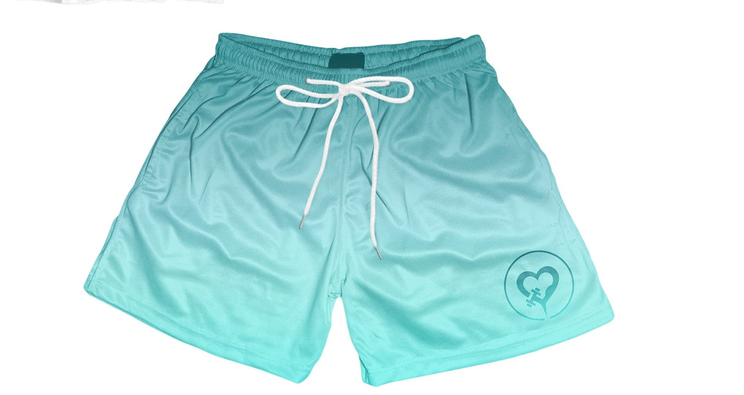 Our Motto Shorts - Aqua / White (Bermuda) - Uptimum Bodied Online